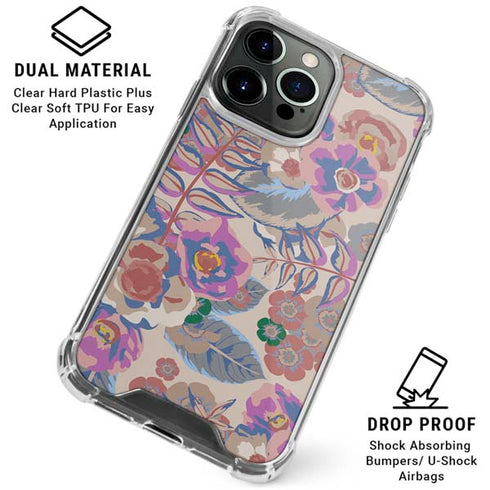 Warm Taupe Floral iPhone 16 Pro Clear Case
